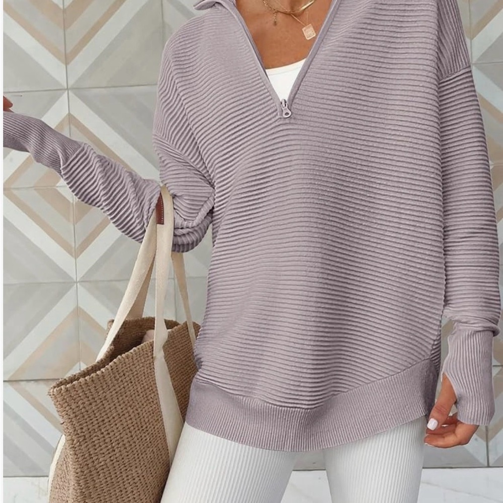 NWT Womens Half-Zip Sweater- Gray Apricot